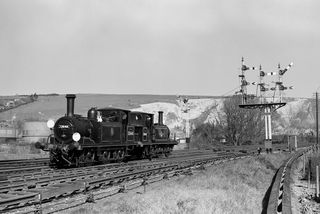 BR(S) Terrier class 32640 & BR(S) Terrier class 32636 at Lewes, East Sussex on Sunday 13 Apr 1958 - J.J. Smith [044837]