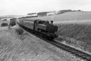 BR 5700 class 3666 in Wiltshire with the 1.05pm Swindon Town - Marlborough service on Saturday 15 Jul 1961 - J.J. Smith [045905]