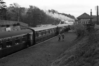 Lanark Racecourse Station, Scotland with the "SLPF The Covenanter" Rail Tour on Saturday 20 Oct 1962 - J.J. Smith [046305]