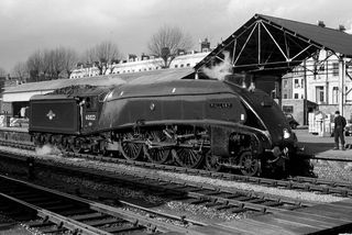 BR(E) A4 class 60022 'Mallard' at Kensington Olympia, Greater London on Saturday 16 Mar 1963 - J.J. Smith [046335]