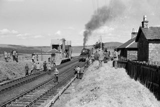 BR(M) Jubilee class 45588 'Kashmir' at Loch Skerrow Halt, Scotland with the "SLS Scottish Rambler" Rail Tour on Easter Monday 15 Apr 1963 - J.J. Smith [046379]