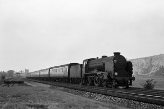 BR(S) Schools class 30915 'Brighton' at Lewes East Junction, East Sussex with a Victoria - Newhaven Harbour service on Sunday 22 Jul 1956 - J.J. Smith [047378]