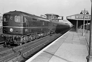 Class D16/2 10202 at Woking, Surrey with a down West of England service circa 1952 - C. Hogg [048056]