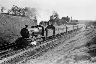 BR(S) K class 32347 at Horsted Keynes, West Sussex with the 3.28pm Haywards Heath - London Bridge service on Saturday 16 Apr 1955 - C. Hogg [048286]