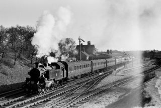 BR(M) 2MT class 41318 at Horsted Keynes, West Sussex with the 4.3pm Lewes - East Grinstead service on Saturday 16 Apr 1955 - C. Hogg [048288]