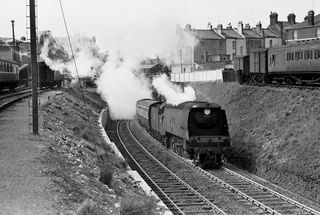 BR(S) West Country class 34021 'Dartmoor' at Exeter Central, Devon in 1956 - C. Hogg [048423]