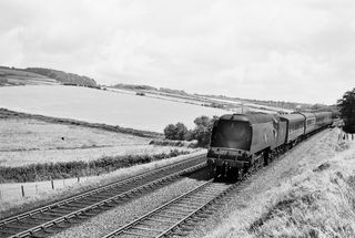 BR(S) Battle of Britain class 34062 '17 Squadron' at South Devon Banks, Devon with an Exeter - Plymouth (Western Region) service in 1958 - C. Hogg [048463]