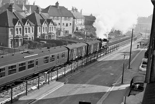 Folkestone Harbour, Kent Banking up Boat Train on Easter Saturday 16 Apr 1960 - C. Hogg [048631]