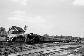 BR(S) West Country class 34100 'Appledore' at Christ's Hospital, West Sussex with the 9.30am Princes Risborough - Littlehampton service on Sunday 10 Jun 1962 - C. Hogg [048855]