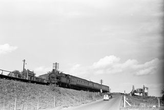 BR(S) H class 31518 at Swale Halt, Kent with the 2.58pm Sheerness - Sittingbourne service on Saturday 29 Sep 1956 - C. Hogg [048891]