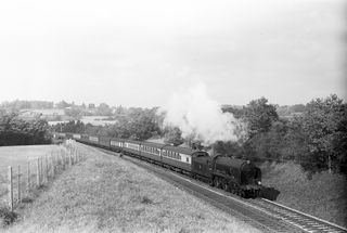 BR(S) Schools class 30935 'Sevenoaks' leaving Crowhurst, East Sussex with the 12.18pm Cannon Street - Hastings service on Saturday 06 Oct 1956 - C. Hogg [048897]