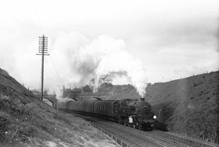 BR Std 4MT class 80152 near High Brooms, Kent with the 2.10pm Tonbridge - Brighton service on Saturday 06 Apr 1957 - C. Hogg [048929]
