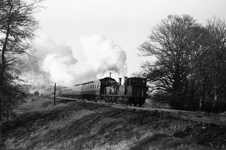 BR(S) Terrier class 32679 & BR(S) Terrier class 32636 at Robertsbridge, Kent with the "KESR special" on Saturday 12 Apr 1958 - C. Hogg [049037]