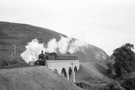 BR(S) M7 class 30108 at Corfe Castle, Dorset on Tuesday 09 Jul 1963 - A. Postlewaite [050120]