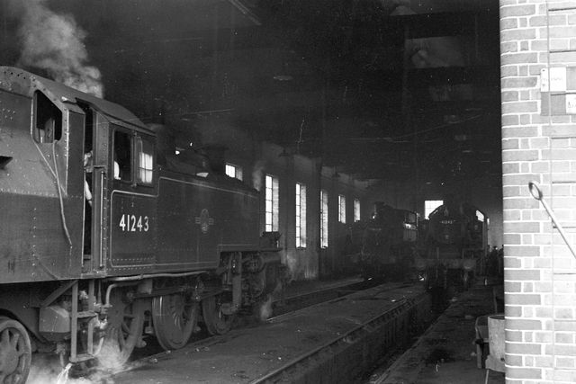 BR(M) 2MT class 41243 & BR(M) 2MT class 41242 at Templecombe Shed, Somerset on Thursday 11 Jul 1963 - A. Postlewaite [051559]