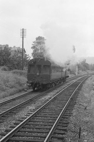 BR 1400 class 1453 at Downfield Crossing Halt, Somerset on Wednesday 15 Jul 1964 - A. Postlewaite [051655]