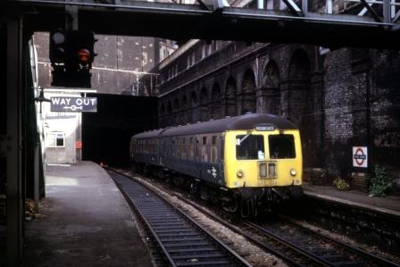 BR(M) Class 105 at King's Cross, Widened Lines Station, Greater London with the 6.42am Welwyn Garden City to Moorgate on Monday 14 Jun 1976 - J.J. Smith [060668]
