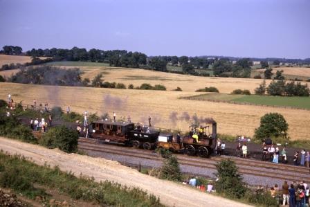 Replica of Locomotion class at Shildon to Heighington Cavalcade, Durham on Sunday 31 Aug 1975 - J.J. Smith [060788]