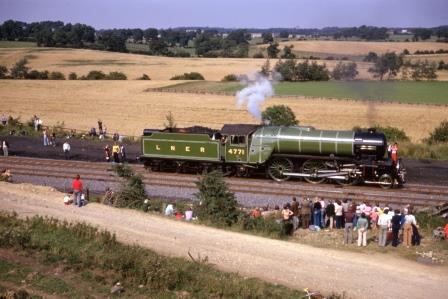 LNER V2 class 4771 'Green Arrow' at Shildon to Heighington Cavalcade, Durham on Sunday 31 Aug 1975 - J.J. Smith [060802]
