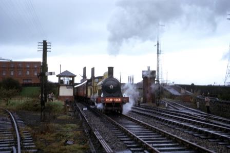 HR Jones Goods class 103 at Renfrew Wharf, Scotland with the "BLS The Scottish Rambler No.4" Rail Tour on Easter Saturday 17 Apr 1965 - J.J. Smith [060862]