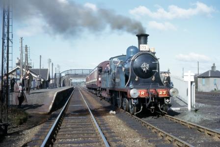 CR Single class 123 at Cleland Station, Scotland with the "BLS The Scottish Rambler No.4" Rail Tour on Easter Monday 19 Apr 1965 - J.J. Smith [060872]