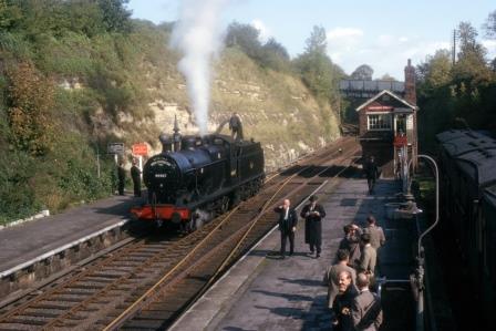 BR(M) 4F class 44467 at Wetherby Station, Yorkshire on Friday 27 Sep 1963 - J.J. Smith [060881]