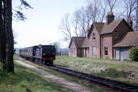 BR(S) O2 class W18 'Ningwood' at Ashey Station, Isle of Wight with the 2.31pm Cowes - Ryde Pier service on Saturday 15 May 1965 - J.J. Smith [060989]
