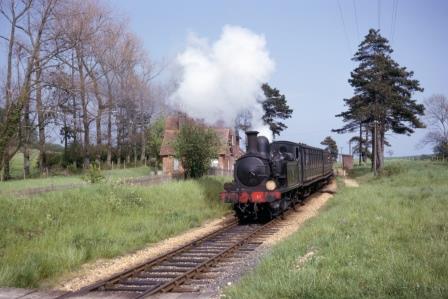 BR(S) O2 class W27 'Merstone' at Ashey Station, Isle of Wight with the 4.18pm Ryde Pier Head - Cowes service on Saturday 15 May 1965 - J.J. Smith [060995]