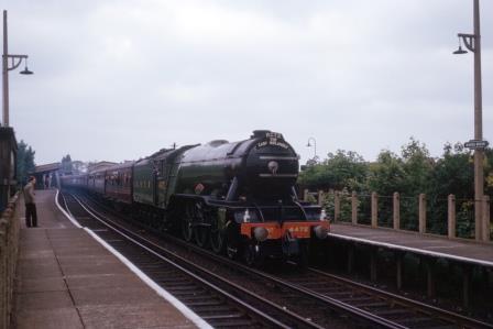 LNER A3 class 4472 'Flying Scotsman' at Barnes Bridge Station, Greater London with the "RCTS The East Midlander" Rail Tour on Friday 29 May 1964 - J.J. Smith [060998]