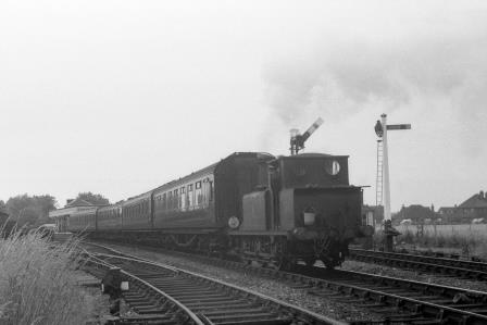 BR(S) Terrier class 32650 at Hayling Island, Hampshire with a Hayling Island - Havant service on Sunday 08 Jul 1962 - J.H.W. Kent [075272]