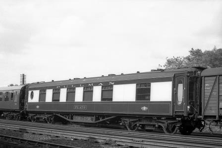 Pullman 1st Class Kitchen Car 'Plato' at Preston Park Pullman Car Works, Brighton, West Sussex in 1963 - J.H.W. Kent [079239]