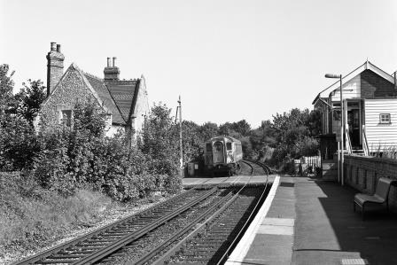 BR Class 4-CEP 1590 at Aylesford Crossing Station, Kent with the 2.16pm Strood - Paddock Wood service on Friday 30 Aug 1991 - J. Scrace [080196]