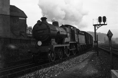BR(S) E1 class 31507 at Cliftonville Spur, Preston Park, East Sussex with a down Goods service on Tuesday 18 Mar 1952 - J.H.W. Kent [090037]