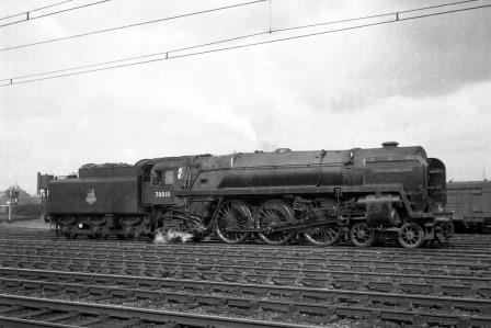BR Britannia class 70010 'Owen Glendower' at Stratford, Greater London on Saturday 12 Jul 1952 - J.H.W. Kent [090319]