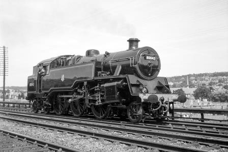 BR(S) Std 4MT class 80043 passing Preston Park Pullman Car Works, East Sussex on Thursday 24 Jul 1952 - J.H.W. Kent [090357]