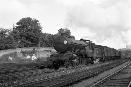 BR(S) Brighton Atlantic class 32426 'St. Alban's Head' passing Preston Park Pullman Car Works, East Sussex with an up Vans service on Thursday 07 Aug 1952 - J.H.W. Kent [090411]