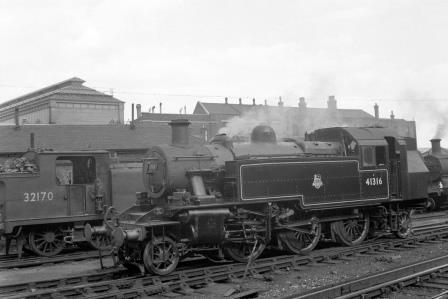 BR(M) 2MT class 41316 & BR(S) E3 class 32170 at Brighton, East Sussex on Sunday 17 Aug 1952 - J.H.W. Kent [090429]
