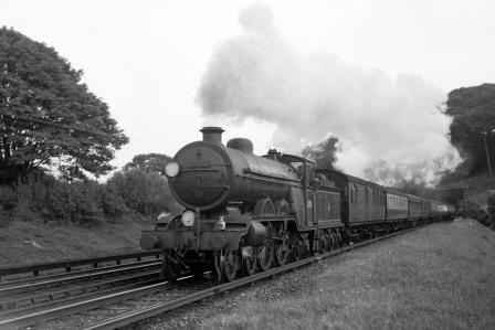 BR(S) Brighton Atlantic class 32425 'Trevose Head' at Patcham, East Sussex with the 7.05pm Brighton - Bedford service on Sunday 17 Aug 1952 - J.H.W. Kent [090433]