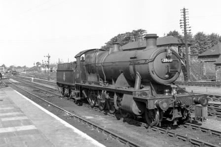 BR(W) 2800 class 2808 at Salisbury Station, Wiltshire on Thursday 21 Aug 1952 - J.H.W. Kent [090476]