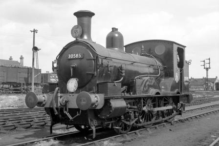 BR(S) Well Tank class 30585 at Salisbury Shed, Wiltshire on Thursday 21 Aug 1952 - J.H.W. Kent [090488]