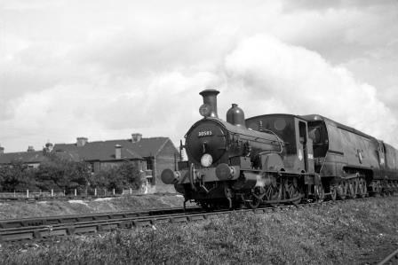 BR(S) Well Tank class 30585 & BR(S) Merchant Navy class 35001 'Channel Packet' at Salisbury, Wiltshire on Thursday 21 Aug 1952 - J.H.W. Kent [090491]