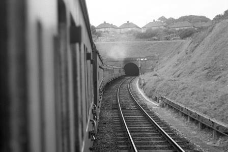 BR(S) T9 class 30304 approaching Salisbury (Fisherton) Tunnel, Wiltshire with a Salisbury - Portsmouth service on Thursday 21 Aug 1952 - J.H.W. Kent [090501]
