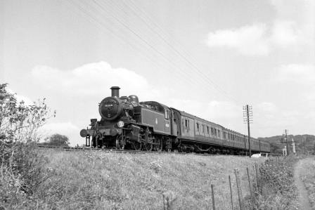 BR(M) 2MT class 41318 at Falmer, East Sussex with a Tonbridge - Brighton service on Friday 22 Aug 1952 - J.H.W. Kent [090508]