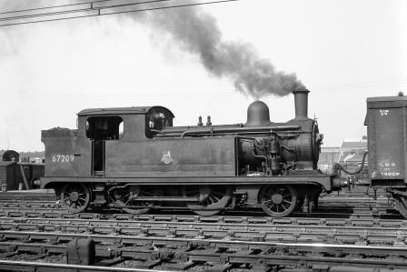 BR(E) F5 class 67209 at Stratford, Greater London with an up Goods service on Friday 29 Aug 1952 - J.H.W. Kent [090571]