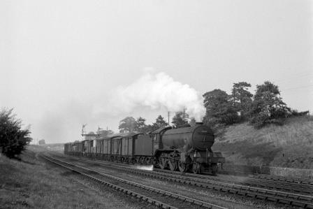 BR(E) K3 class 61929 north of Potters Bar, Hertfordshire with an up Goods service on Friday 29 Aug 1952 - J.H.W. Kent [090581]