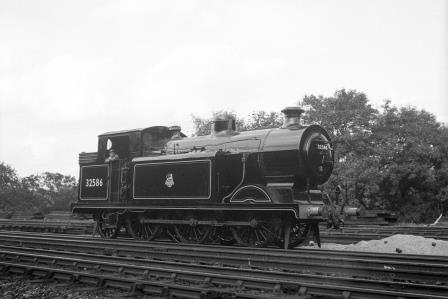 BR(S) E5X class 32586 passing Preston Park Pullman Car Works, East Sussex with a down Light Engine service on Tuesday 02 Sep 1952 - J.H.W. Kent [090588]