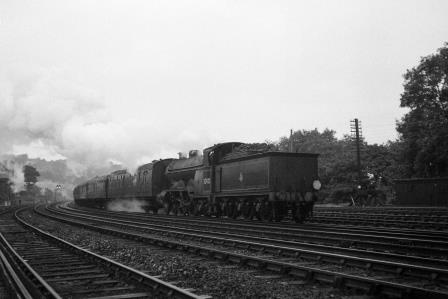 BR(S) Brighton Atlantic class 32422 'North Foreland' passing Preston Park Pullman Car Works, East Sussex with a down Passenger Stock service on Friday 05 Sep 1952 - J.H.W. Kent [090593]