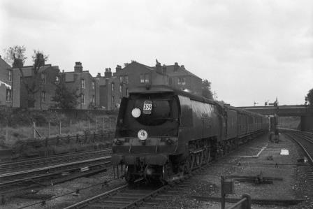 BR WC class 34103 'Calstock' at Wandsworth Road, Greater London with a Ramsgate - Nottingham service on Saturday 13 Sep 1952 - J.H.W. Kent [090608]