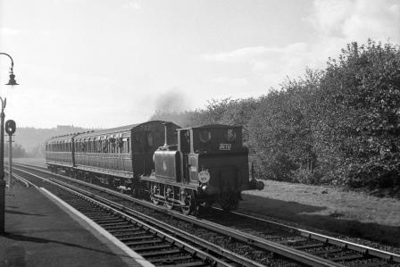 BR(S) Terrier class 32636 at London Road, Surrey with a RCTS Brighton Works Centenary Special Brighton - Kemp Town on Sunday 05 Oct 1952 - J.H.W. Kent [090646]