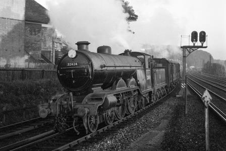 BR(S) Brighton Atlantic class 32424 'Beachy Head' at Cliftonville Spur, Preston Park, East Sussex with a down Vans service on Friday 10 Oct 1952 - J.H.W. Kent [090652]